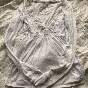 Hollister Cream Lace-Accent Women's Babydoll Top
